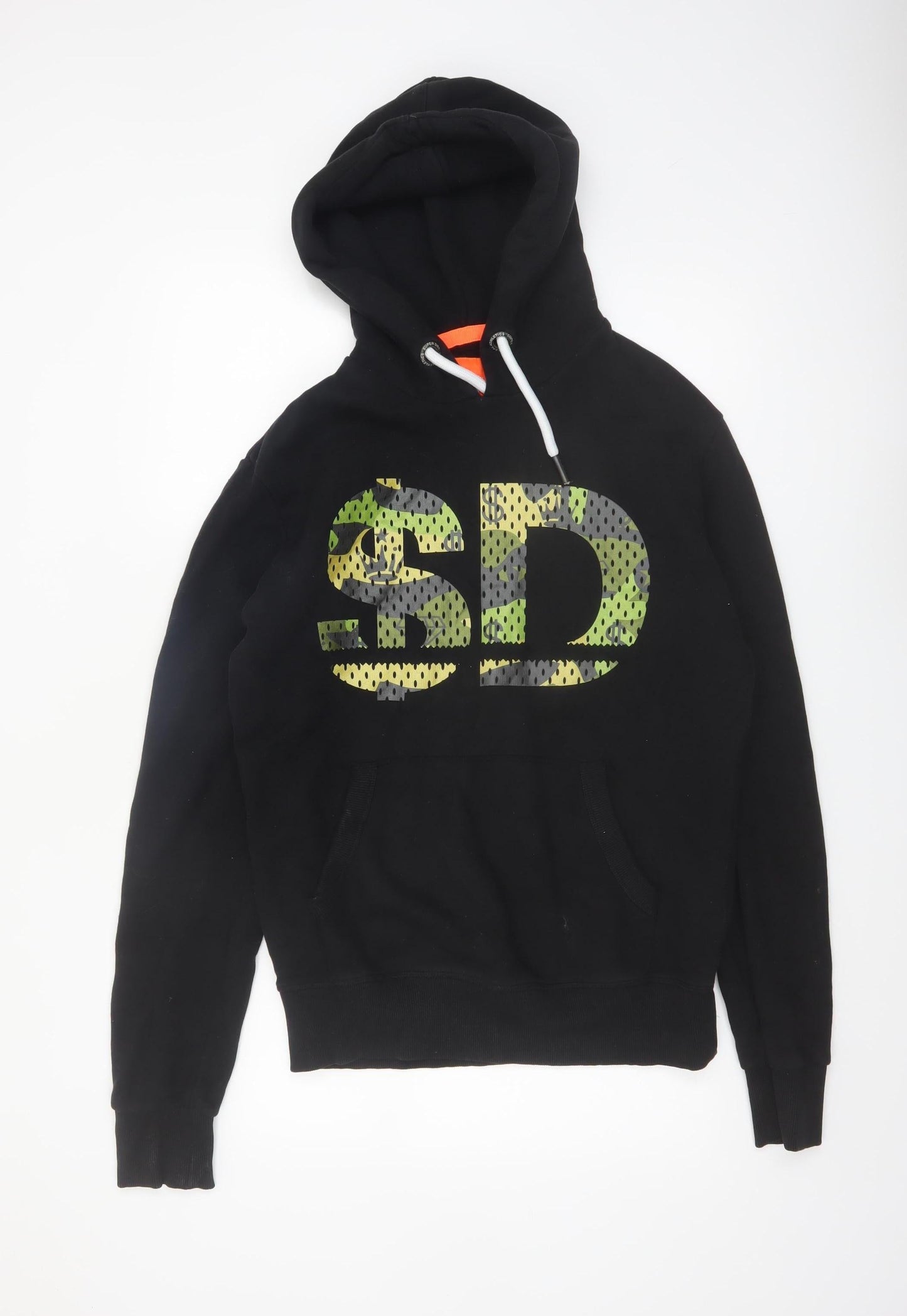 Superdry Men's Black Pullover Hoodie S Logo Print Long Sleeve