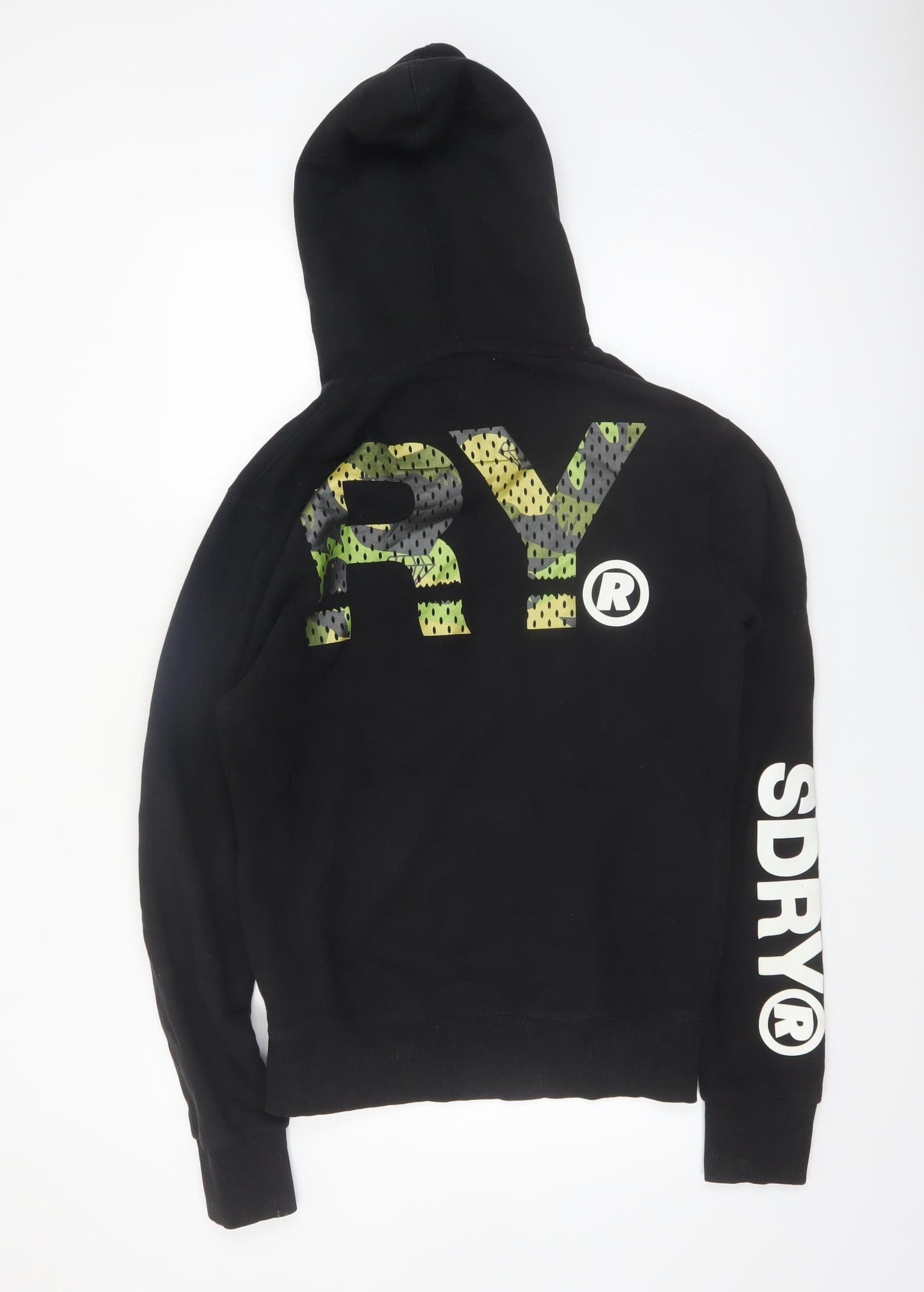Superdry Men's Black Pullover Hoodie S Logo Print Long Sleeve