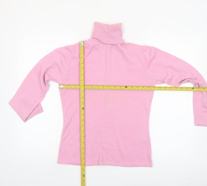 Mypashmina Women Pink 100% Cashmere Roll Neck Jumper M