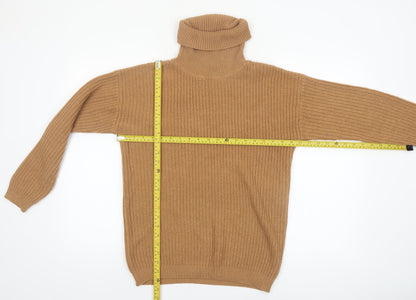 MISSPAP Womens Beige Roll Neck Chunky Knit Jumper Size M