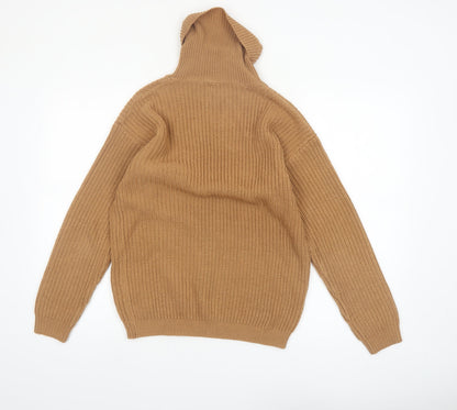 MISSPAP Womens Beige Roll Neck Chunky Knit Jumper Size M