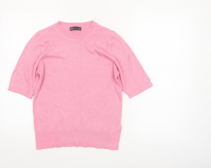 Marks and Spencer Women's Pink Short Sleeve Knit Jumper Size 12