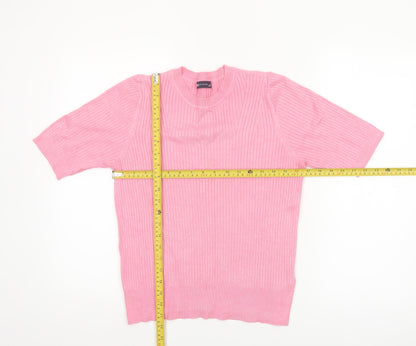 Marks and Spencer Women's Pink Short Sleeve Knit Jumper Size 12