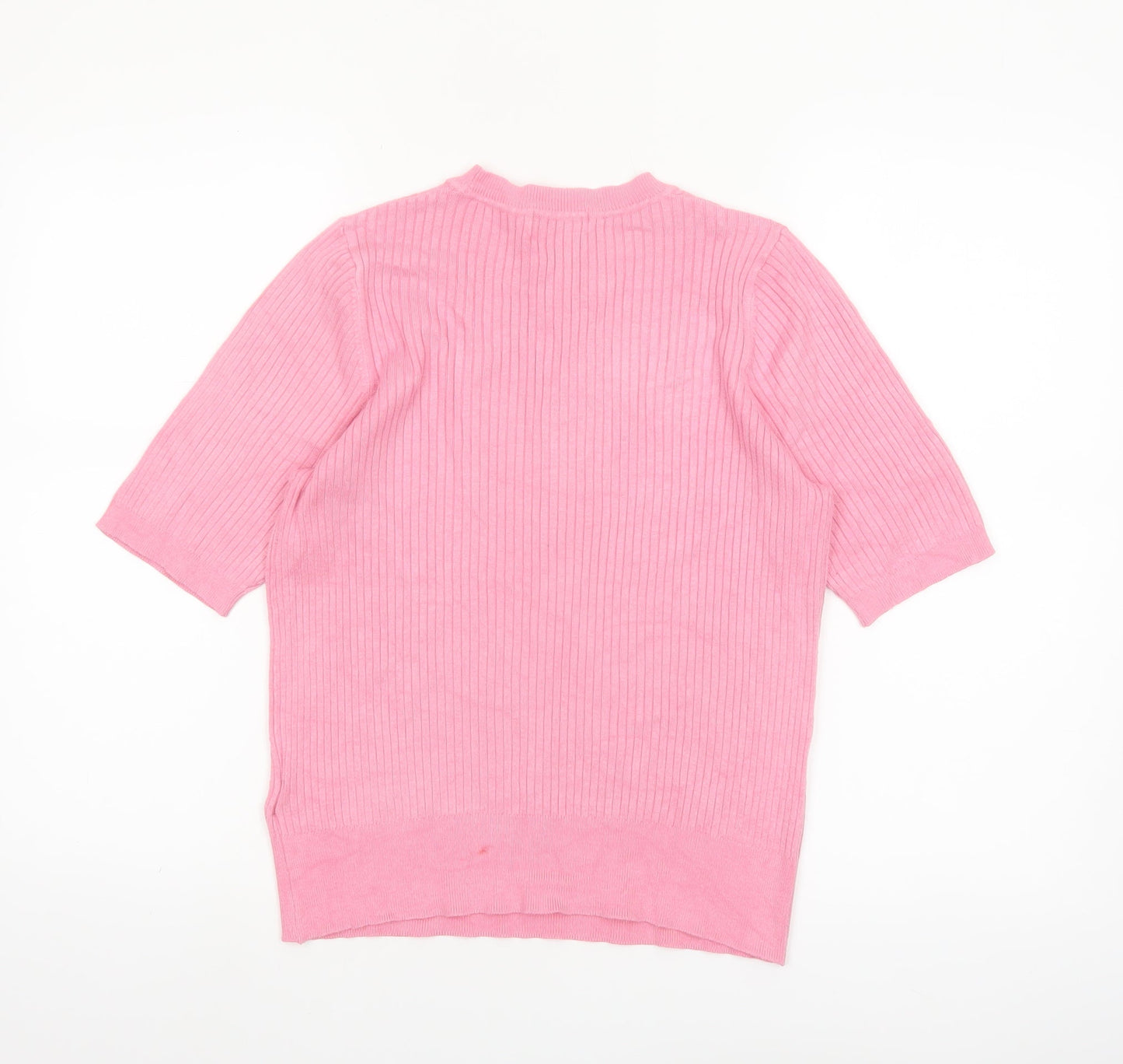 Marks and Spencer Women's Pink Short Sleeve Knit Jumper Size 12