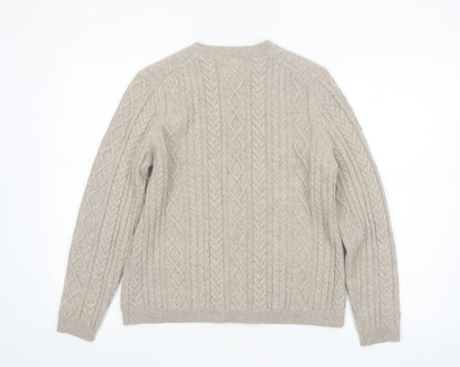 Cotswold Collections Women's Beige Lambswool Cable-Knit Cardigan M