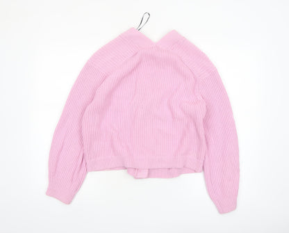 H&M Women’s Pink V-Neck Button Chunky Knit Cardigan Size 10
