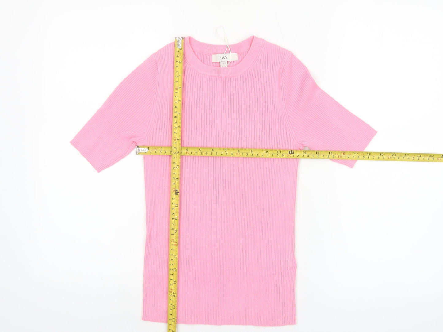 Marks and Spencer Women’s Pink Short Sleeve Knit Pullover Jumper Size S