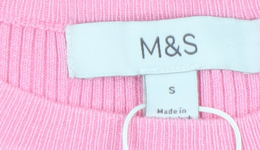 Marks and Spencer Women’s Pink Short Sleeve Knit Pullover Jumper Size S