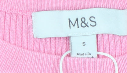 Marks and Spencer Women’s Pink Short Sleeve Knit Pullover Jumper Size S