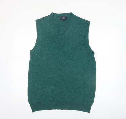 Atlantic Bay Men's Green V-Neck Sleeveless Knit Jumper Vest XL