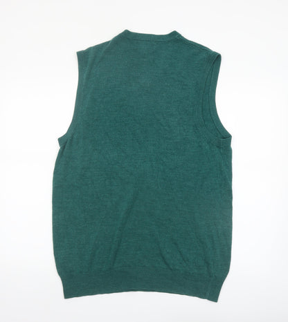 Atlantic Bay Men's Green V-Neck Sleeveless Knit Jumper Vest XL