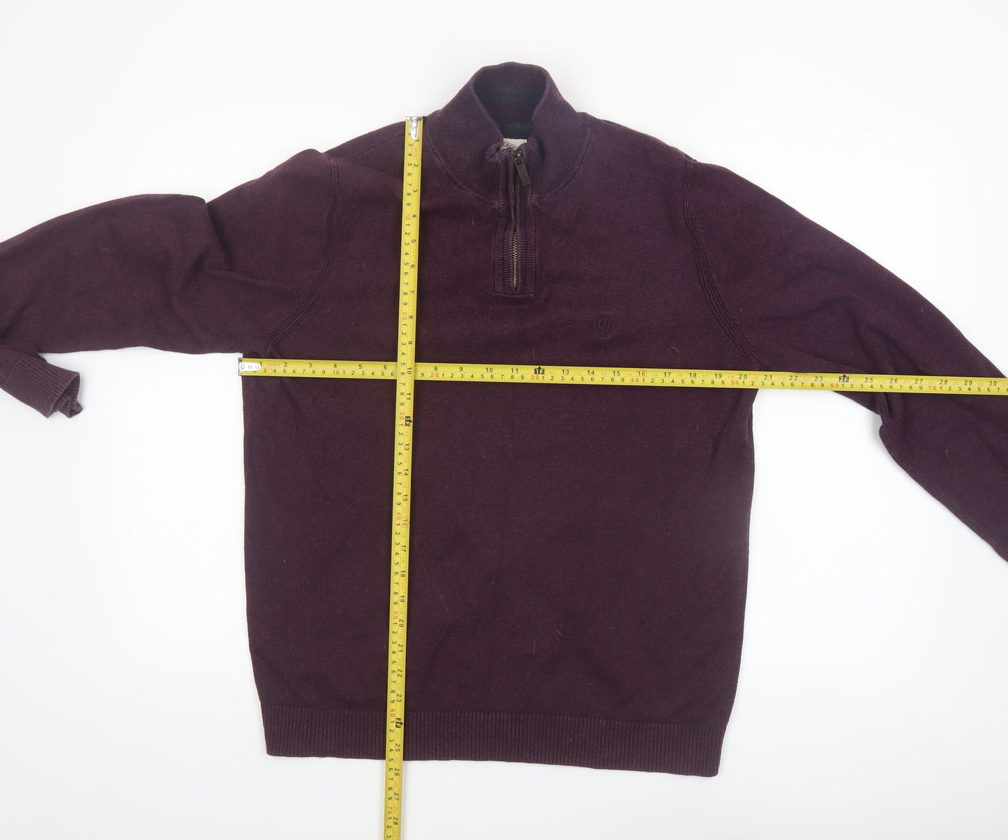 Fat Face Men’s Purple Cotton Wool 1/2 Zip Jumper M Regular