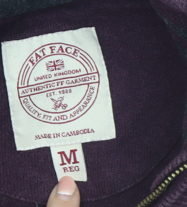 Fat Face Men’s Purple Cotton Wool 1/2 Zip Jumper M Regular