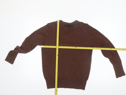 ZARA Women Brown Crew Neck Long Sleeve Pullover Jumper Size L