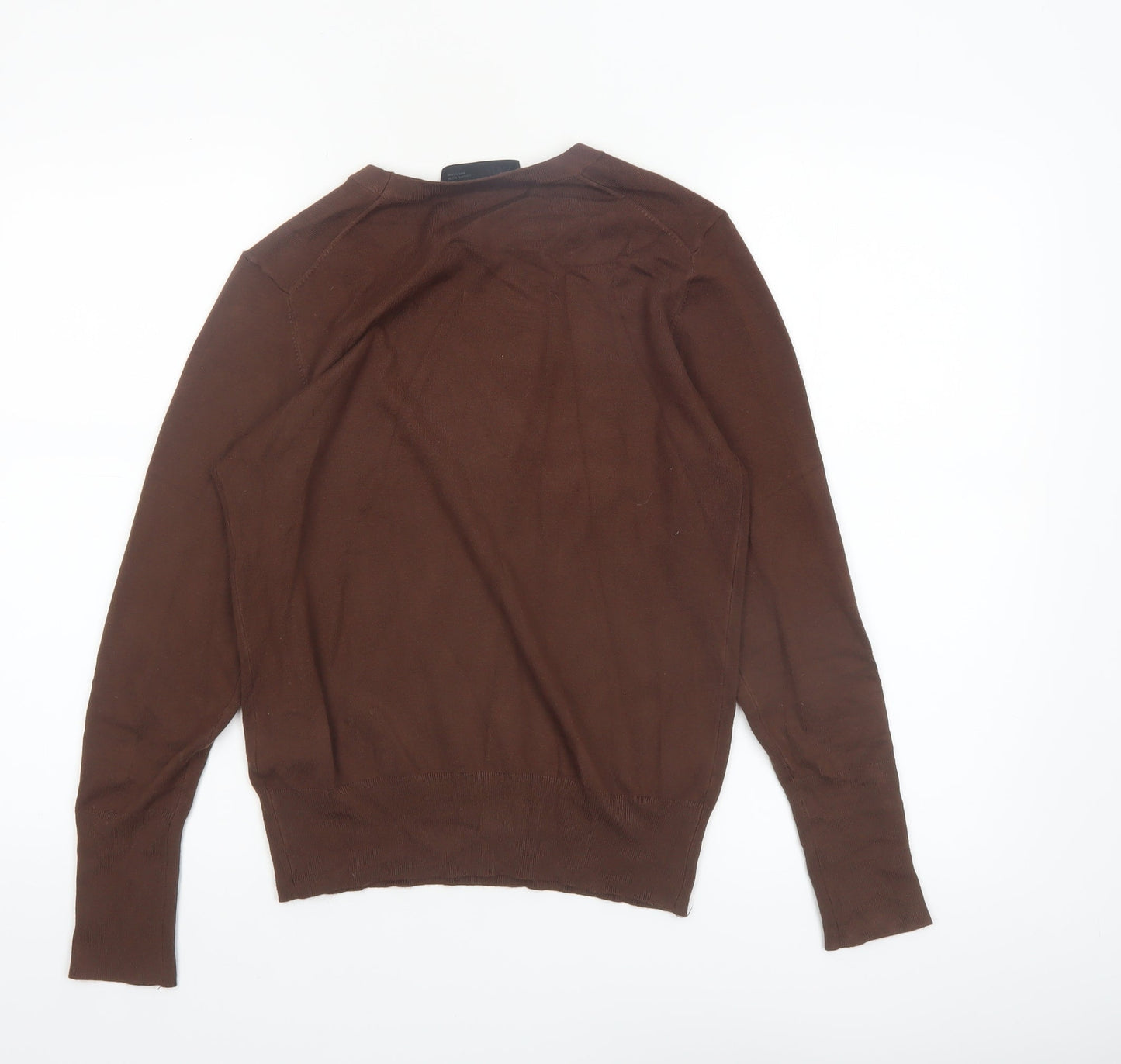 ZARA Women Brown Crew Neck Long Sleeve Pullover Jumper Size L