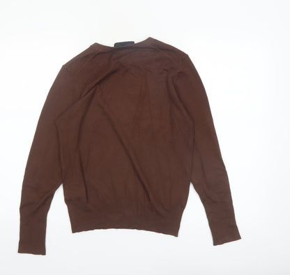ZARA Women Brown Crew Neck Long Sleeve Pullover Jumper Size L