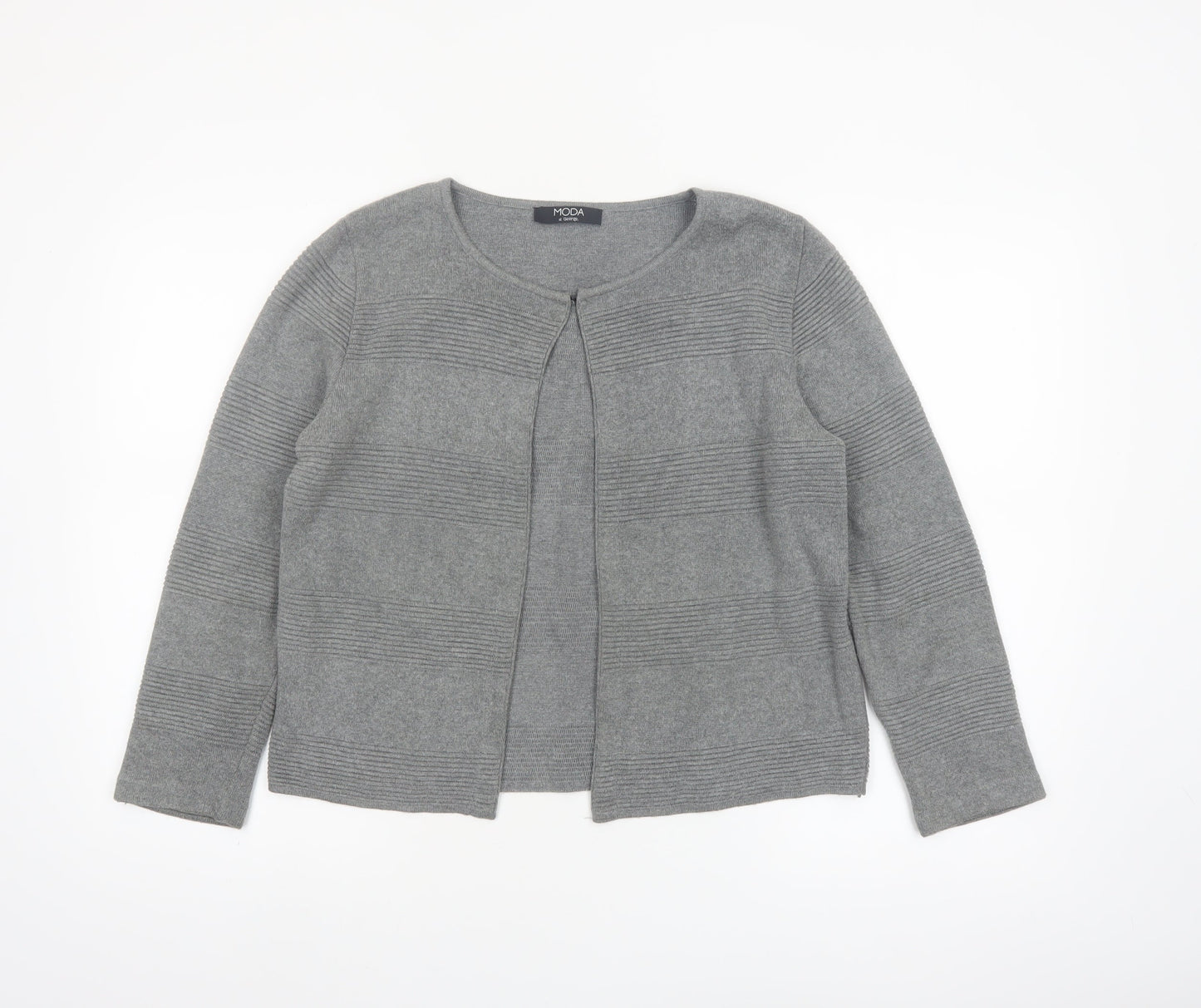 George Women’s Grey Cotton Acrylic Cardigan Size 14 Classic Round Neck