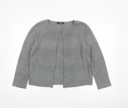 George Women’s Grey Cotton Acrylic Cardigan Size 14 Classic Round Neck
