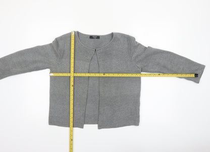 George Women’s Grey Cotton Acrylic Cardigan Size 14 Classic Round Neck