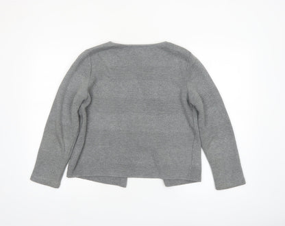 George Women’s Grey Cotton Acrylic Cardigan Size 14 Classic Round Neck