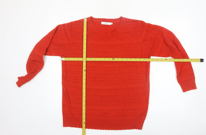 ISLE Womens Red Acrylic Open-Knit Jumper Size 14-16