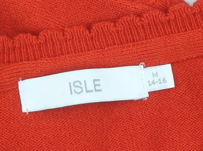 ISLE Womens Red Acrylic Open-Knit Jumper Size 14-16