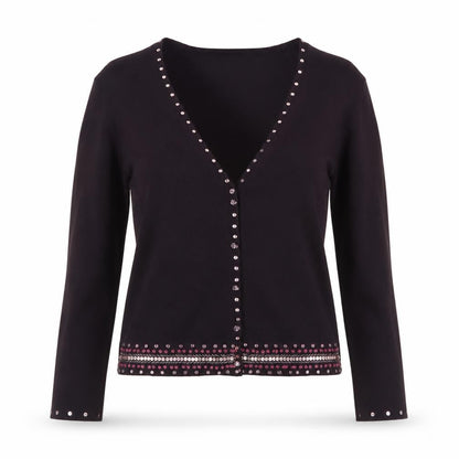 Principles Petite Women's Black Beaded Cardigan Size M