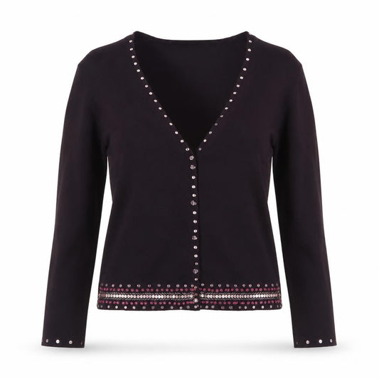 Principles Petite Women's Black Beaded Cardigan Size M