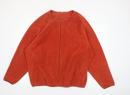 Uniqlo Womens Orange Fleece Full Zip Jacket Size 2XL