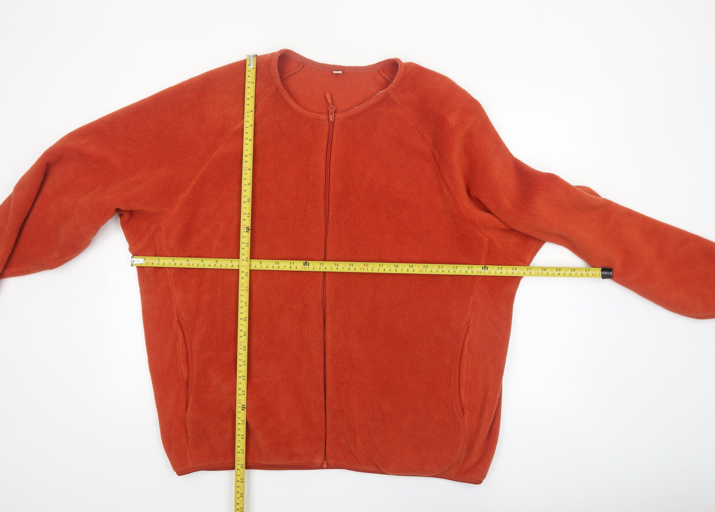 Uniqlo Womens Orange Fleece Full Zip Jacket Size 2XL