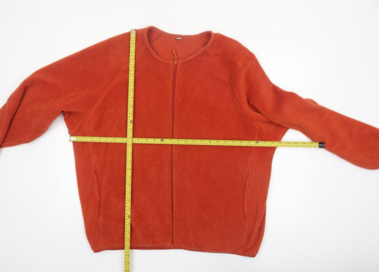 Uniqlo Womens Orange Fleece Full Zip Jacket Size 2XL