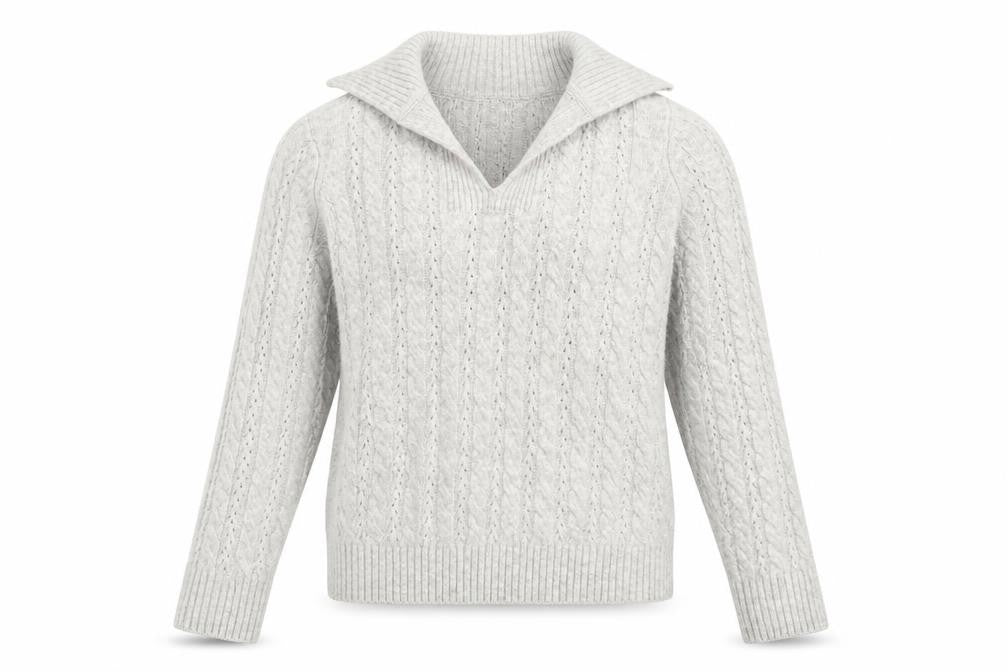 M&Co Women’s Grey Cable Knit Collared Pullover Jumper Size 8