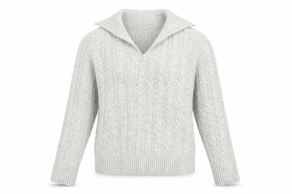 M&Co Women’s Grey Cable Knit Collared Pullover Jumper Size 8