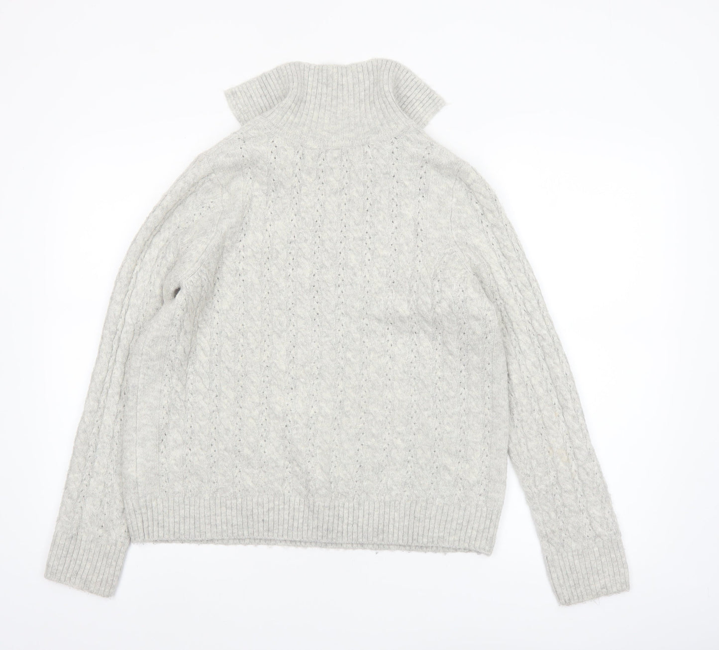 M&Co Women’s Grey Cable Knit Collared Pullover Jumper Size 8