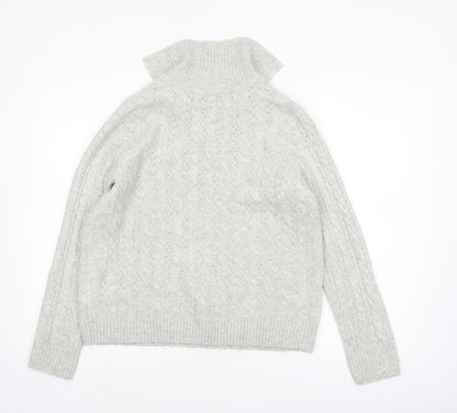 M&Co Women’s Grey Cable Knit Collared Pullover Jumper Size 8