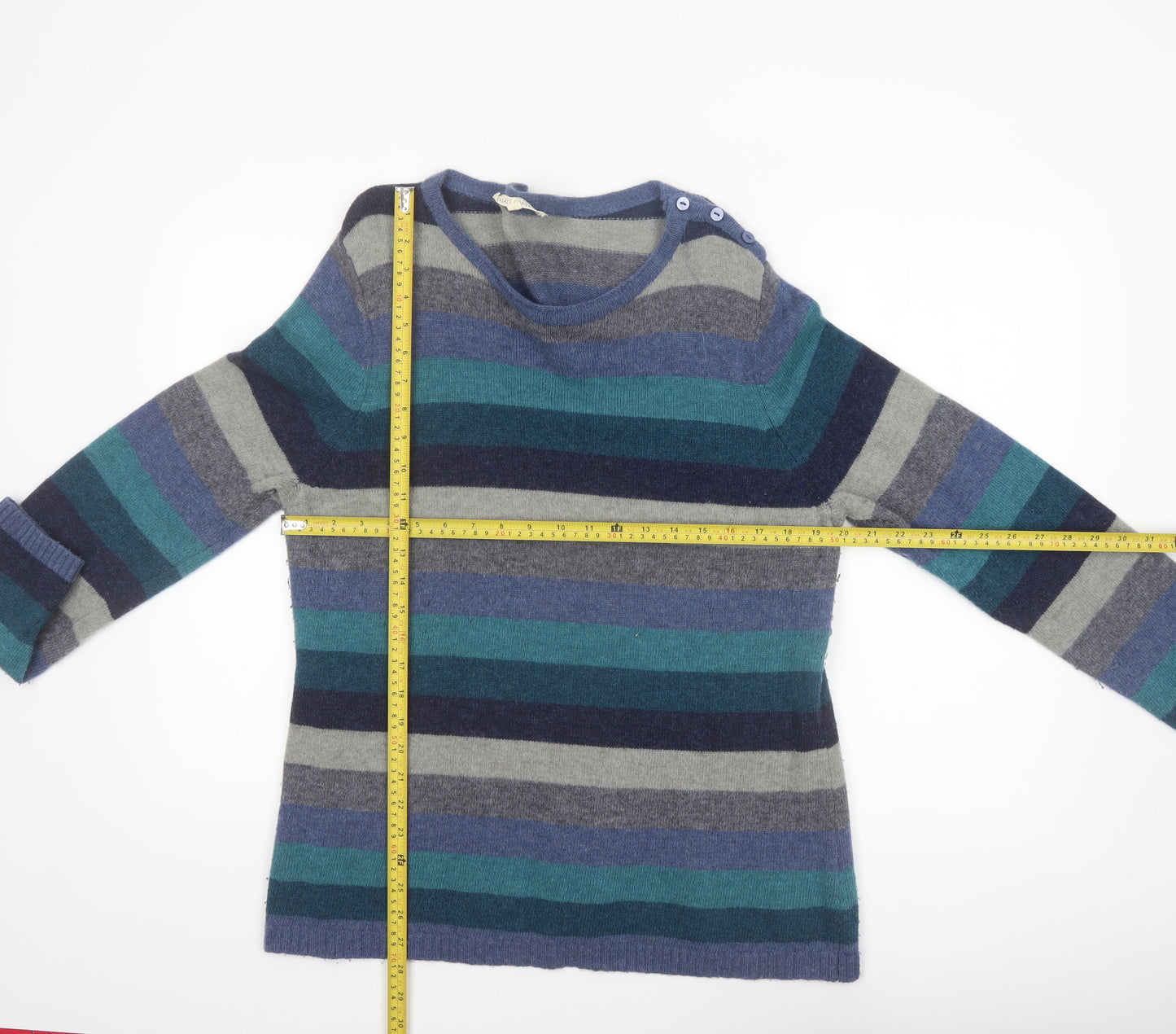 Seasalt Cornwall Women’s Multicoloured Striped Wool Blend Pullover Jumper Size 20