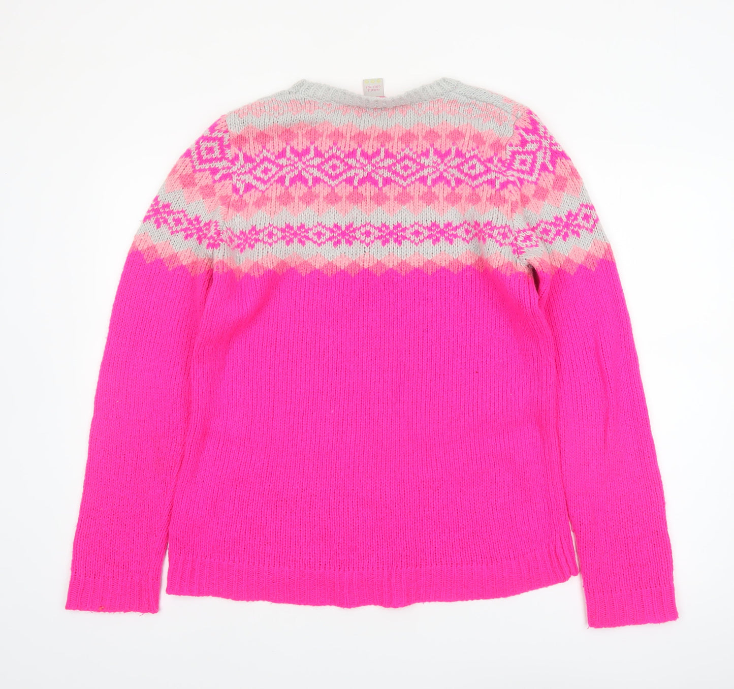 Oasis Womens Pink Fair Isle Knit Crew Neck Jumper Size M