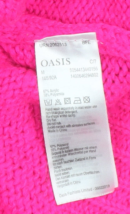 Oasis Womens Pink Fair Isle Knit Crew Neck Jumper Size M