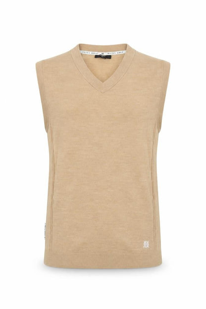 Reiss Golf Men's Beige Wool V-Neck Sleeveless Vest Jumper Size S