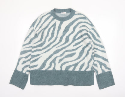 Finery Women’s Multicoloured Zebra Print Jumper UK 16 Crew Neck Knit