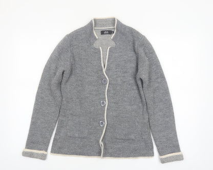 YiDA Women's Grey Knit Cardigan XS Wool Blend Long Sleeve