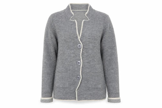 YiDA Women's Grey Knit Cardigan XS Wool Blend Long Sleeve