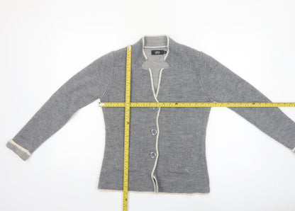 YiDA Women's Grey Knit Cardigan XS Wool Blend Long Sleeve