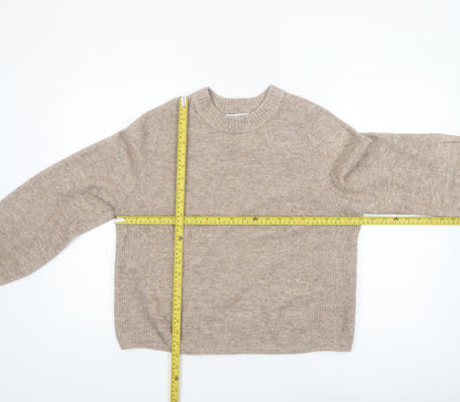Next Women Beige Crew Neck Knit Pullover Jumper Size 14