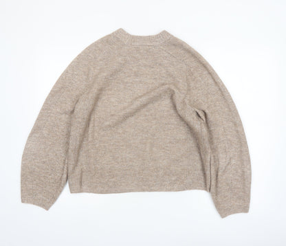 Next Women Beige Crew Neck Knit Pullover Jumper Size 14