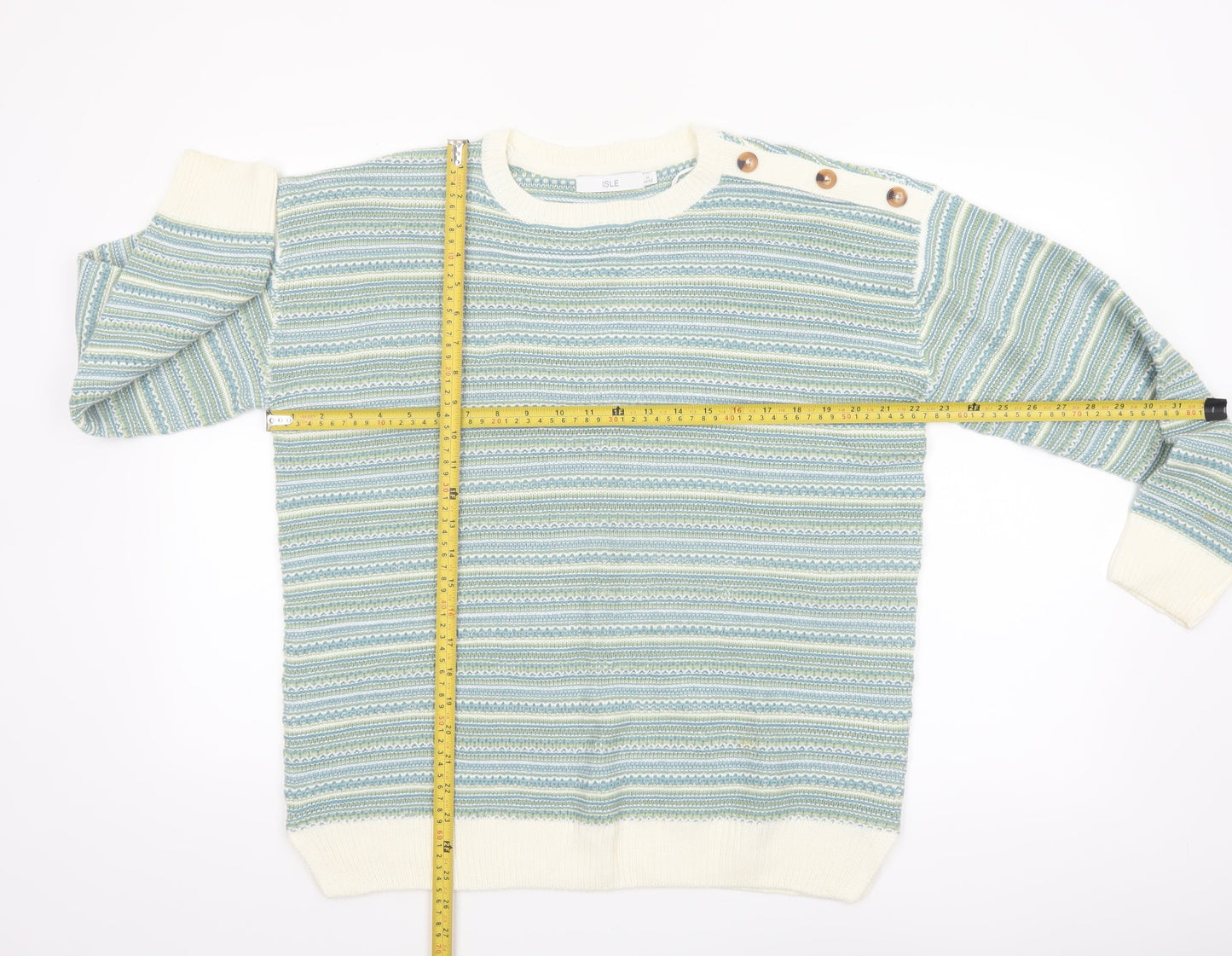 Isle Women's Multicoloured Striped Crew Neck Acrylic Jumper Size 14