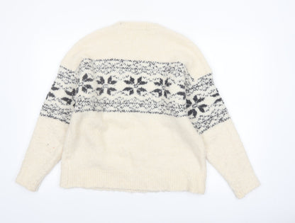 Marks and Spencer Women's Ivory Fair Isle Knit Jumper M