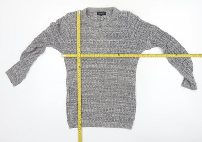 River Island Men's Grey Waffle Knit Crew Neck Jumper Size S