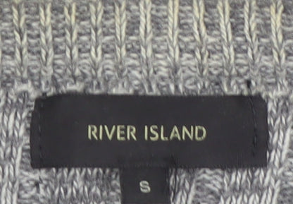 River Island Men's Grey Waffle Knit Crew Neck Jumper Size S