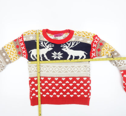 Boohoo Women's Multicoloured Fair Isle Christmas Jumper S Pullover Knit